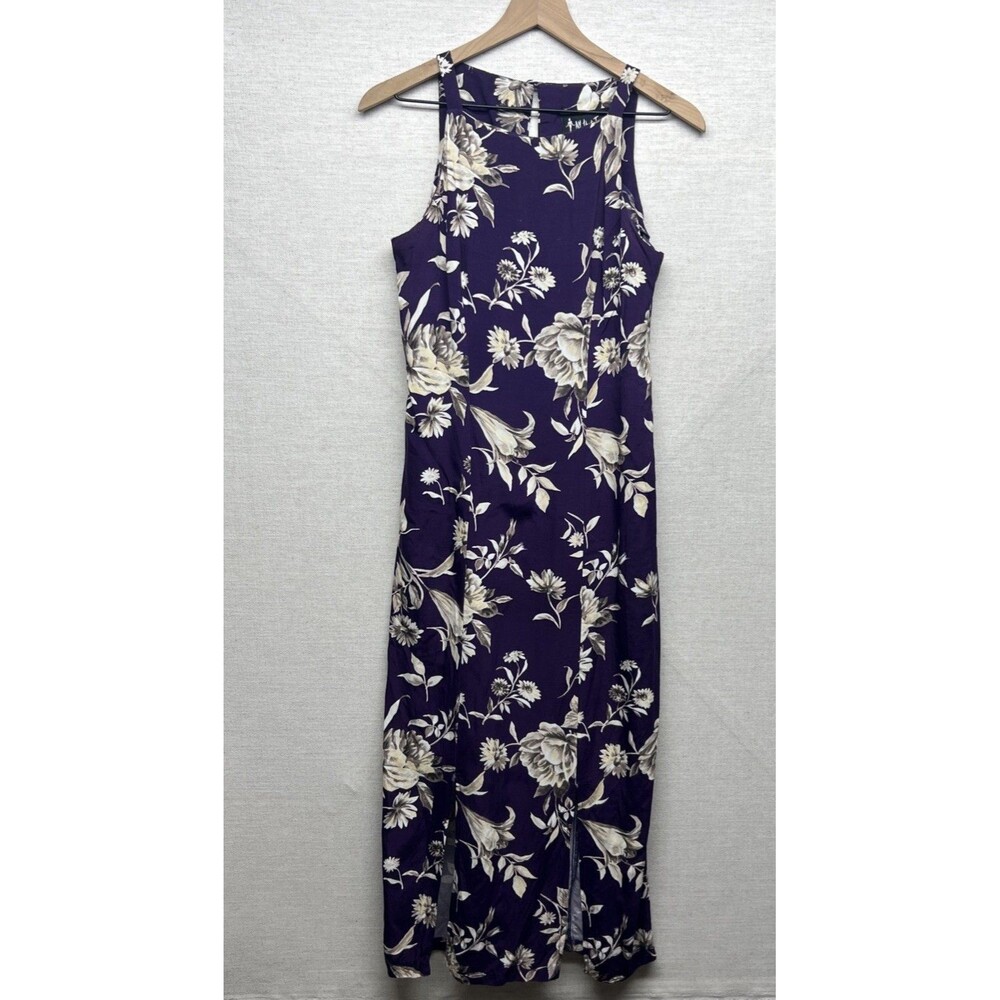 All That Jazz Dress Vintage Size 9/10 Rayon Dry Clean Floral Purple Floral READ